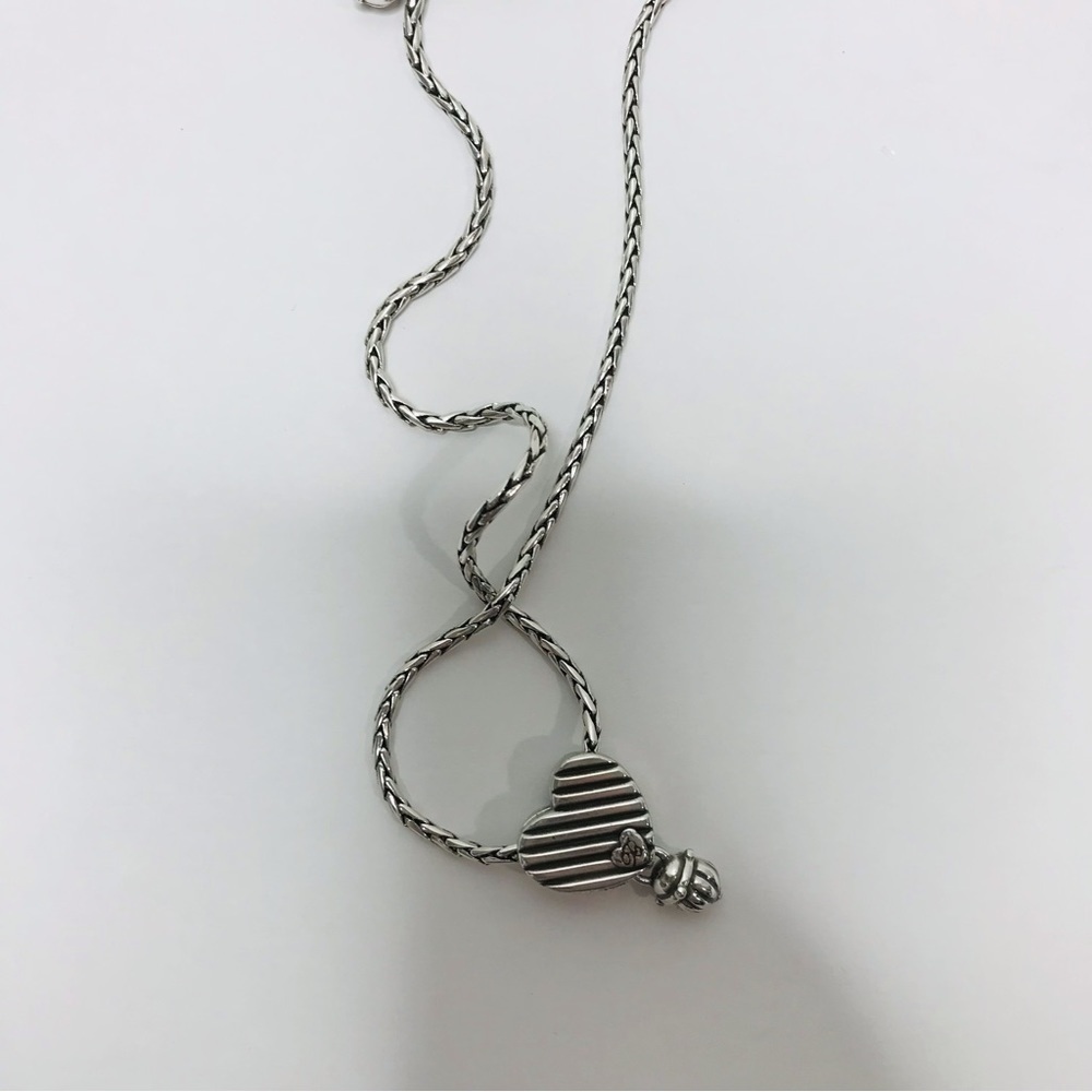 New BRIGHTON Balinese Silver Braided Heart Necklace - Picture 4 of 4